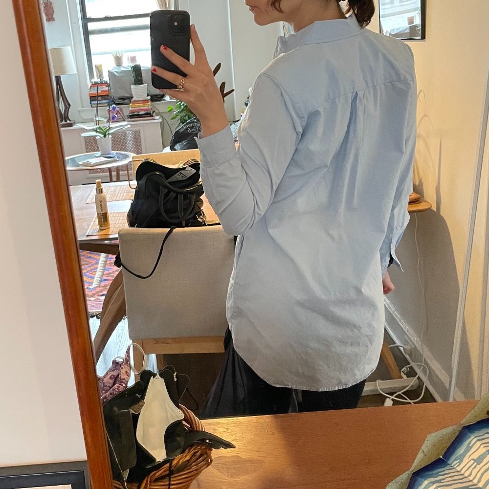 Oversized blue button-down